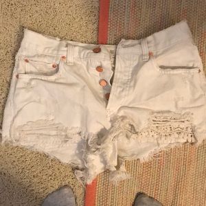 White ripped free people shorts size 27